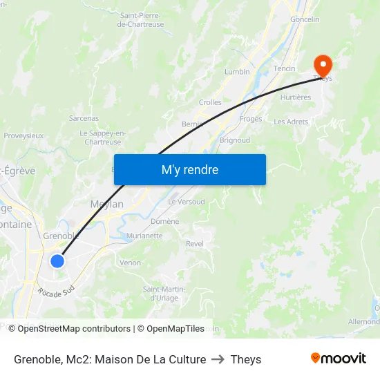 Grenoble, Mc2: Maison De La Culture to Theys map
