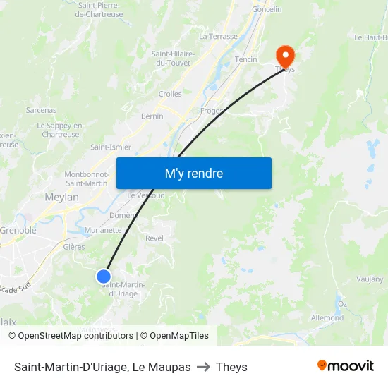 Saint-Martin-D'Uriage, Le Maupas to Theys map