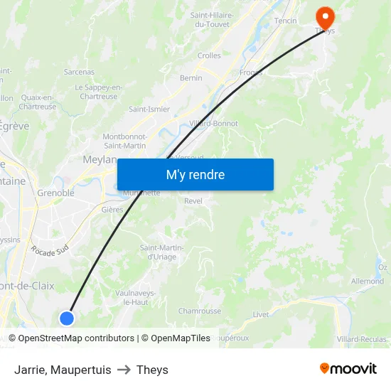 Jarrie, Maupertuis to Theys map