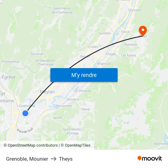 Grenoble, Mounier to Theys map