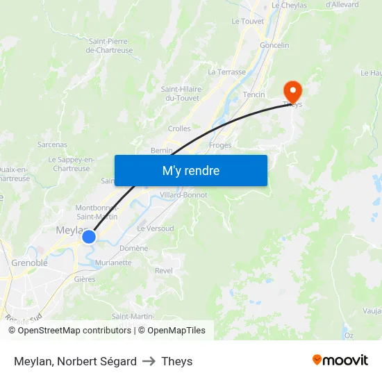 Meylan, Norbert Ségard to Theys map