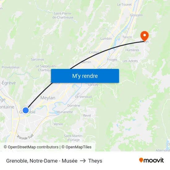 Grenoble, Notre-Dame - Musée to Theys map
