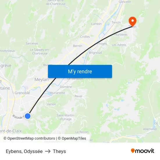 Eybens, Odyssée to Theys map