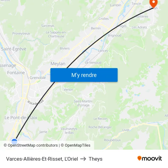Varces-Allières-Et-Risset, L'Oriel to Theys map