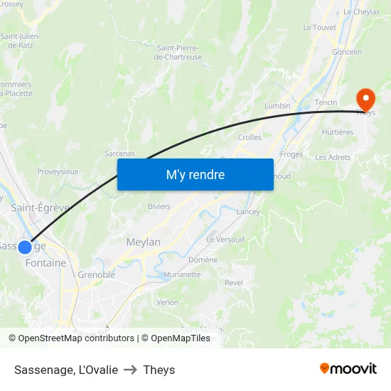 Sassenage, L'Ovalie to Theys map