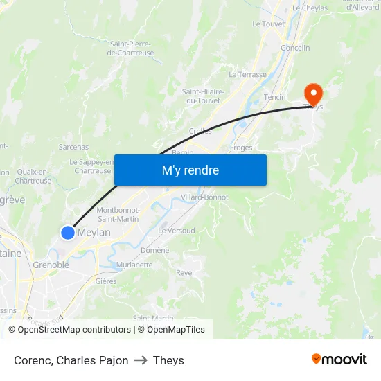 Corenc, Charles Pajon to Theys map