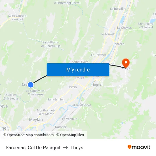 Sarcenas, Col De Palaquit to Theys map
