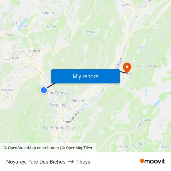 Noyarey, Parc Des Biches to Theys map