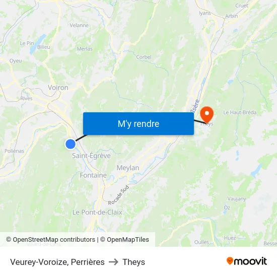 Veurey-Voroize, Perrières to Theys map