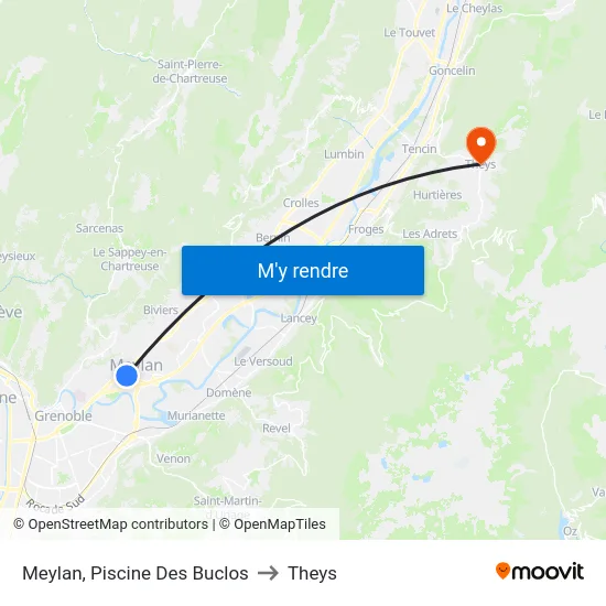 Meylan, Piscine Des Buclos to Theys map