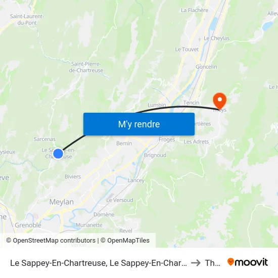 Le Sappey-En-Chartreuse, Le Sappey-En-Chartreuse Place to Theys map