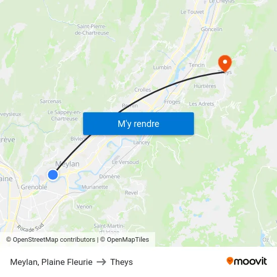 Meylan, Plaine Fleurie to Theys map