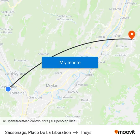 Sassenage, Place De La Libération to Theys map