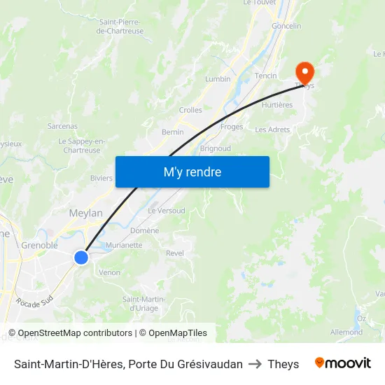 Saint-Martin-D'Hères, Porte Du Grésivaudan to Theys map