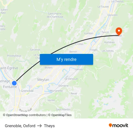 Grenoble, Oxford to Theys map