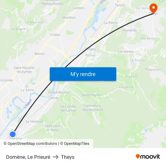 Domène, Le Prieuré to Theys map