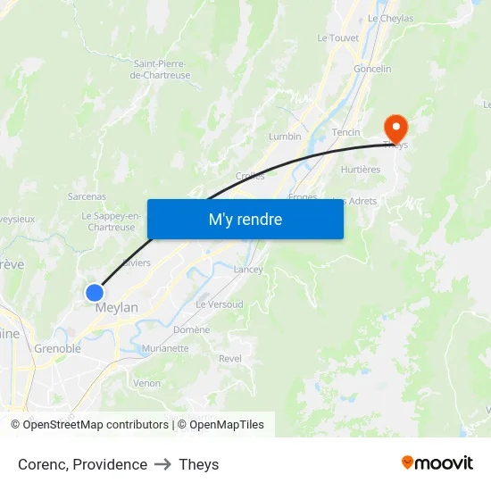 Corenc, Providence to Theys map