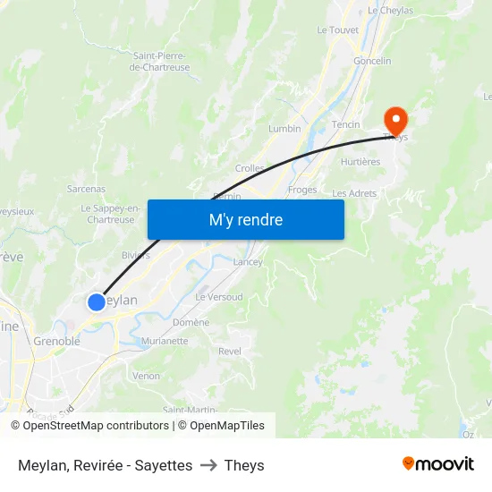 Meylan, Revirée - Sayettes to Theys map