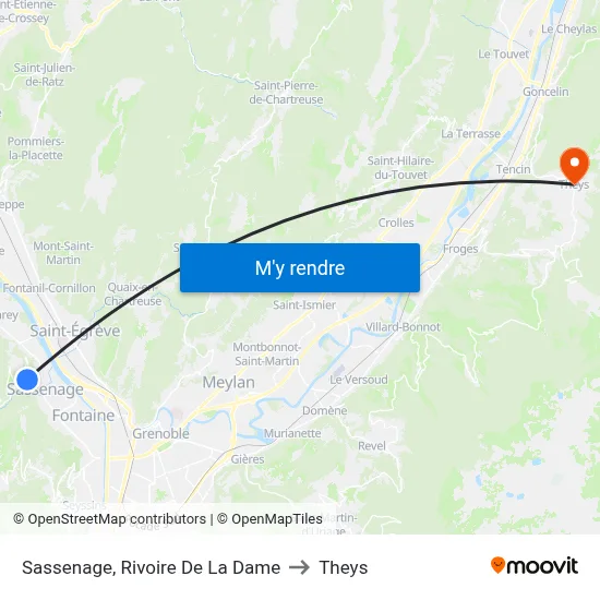 Sassenage, Rivoire De La Dame to Theys map