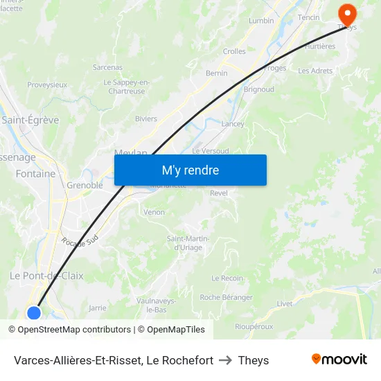 Varces-Allières-Et-Risset, Le Rochefort to Theys map
