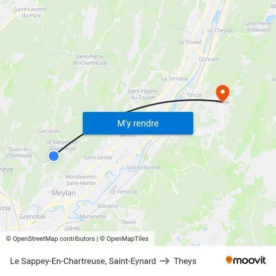 Le Sappey-En-Chartreuse, Saint-Eynard to Theys map