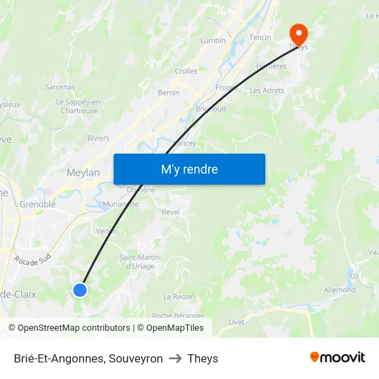 Brié-Et-Angonnes, Souveyron to Theys map