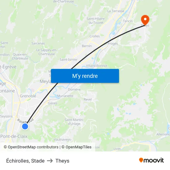 Échirolles, Stade to Theys map