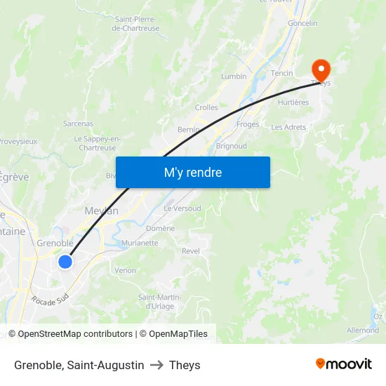 Grenoble, Saint-Augustin to Theys map