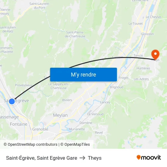 Saint-Égrève, Saint Egrève Gare to Theys map