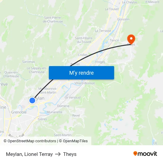 Meylan, Lionel Terray to Theys map