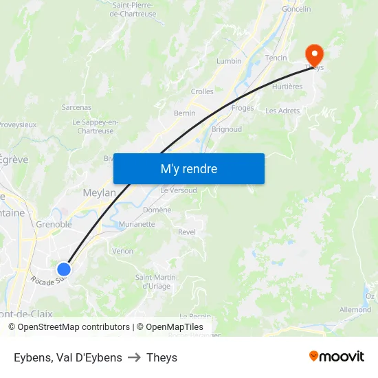 Eybens, Val D'Eybens to Theys map