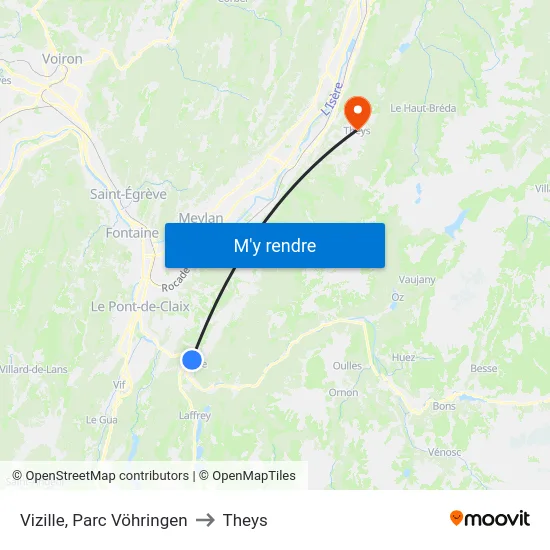 Vizille, Parc Vöhringen to Theys map