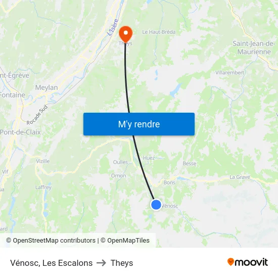 Vénosc, Les Escalons to Theys map