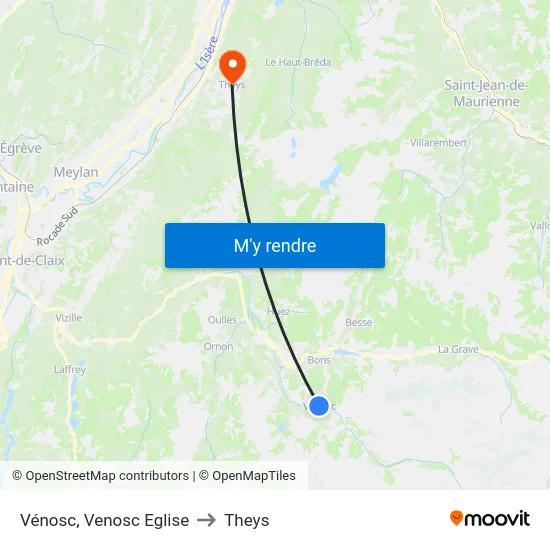 Vénosc, Venosc Eglise to Theys map