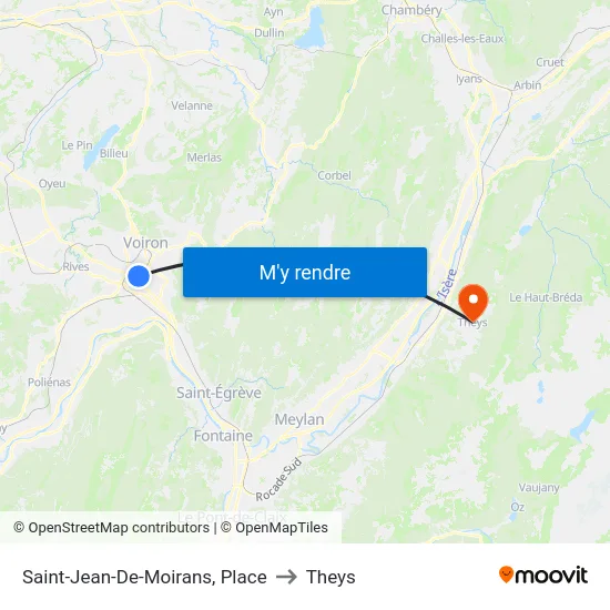 Saint-Jean-De-Moirans, Place to Theys map