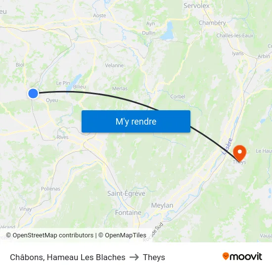 Châbons, Hameau Les Blaches to Theys map