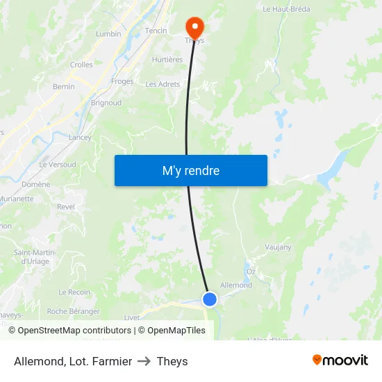 Allemond, Lot. Farmier to Theys map