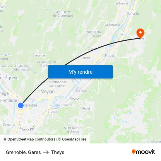 Grenoble, Gares to Theys map
