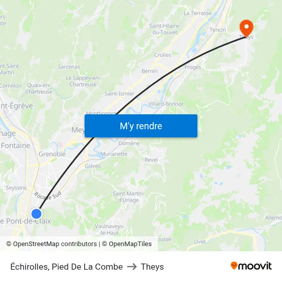 Échirolles, Pied De La Combe to Theys map