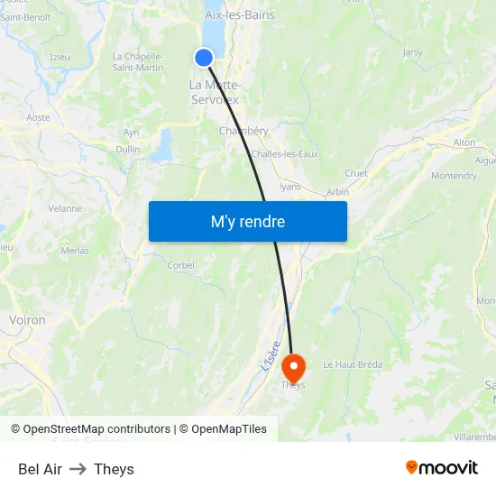 Bel Air to Theys map