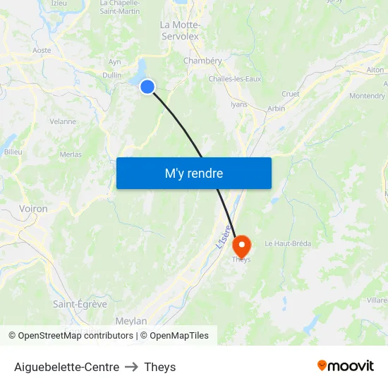 Aiguebelette-Centre to Theys map