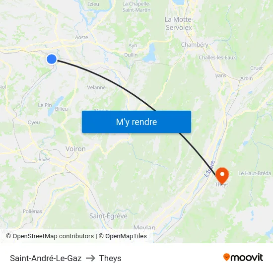 Saint-André-Le-Gaz to Theys map