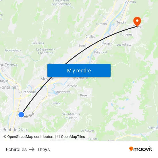 Échirolles to Theys map