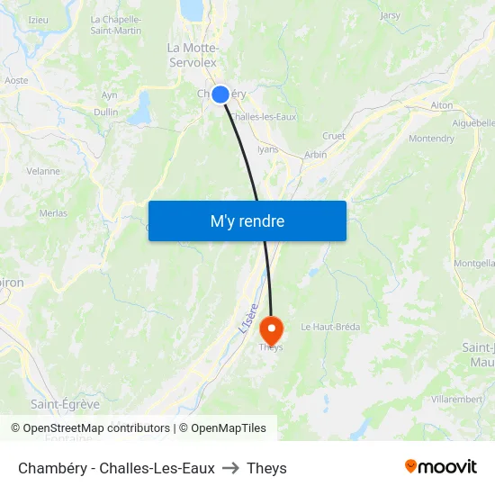 Chambéry - Challes-Les-Eaux to Theys map