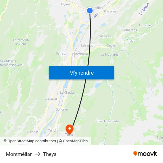 Montmélian to Theys map