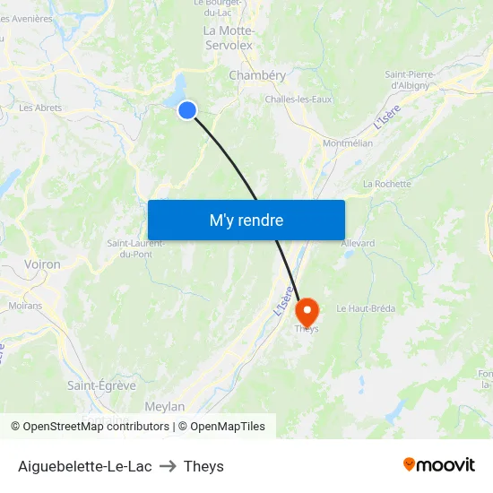 Aiguebelette-Le-Lac to Theys map
