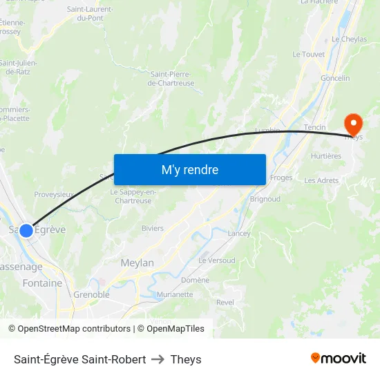 Saint-Égrève Saint-Robert to Theys map