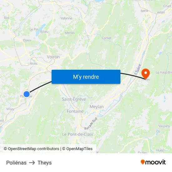 Poliénas to Theys map