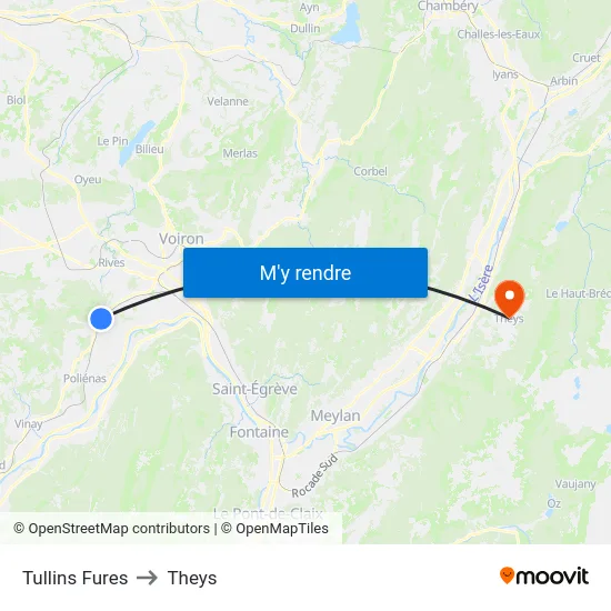 Tullins Fures to Theys map