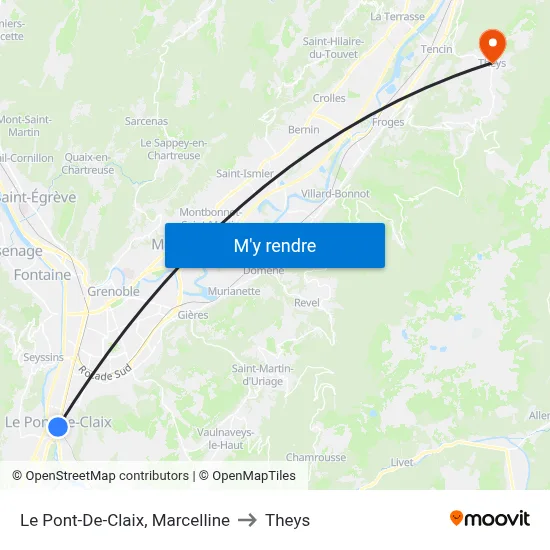 Le Pont-De-Claix, Marcelline to Theys map